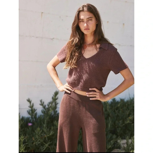 NWT Free People Nolan Sweater Set Matching Two Piece Pants Set Brown Small - Picture 15 of 15